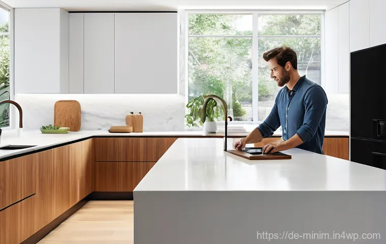 미니멀한 공간을 위한 기술적 도구 소개 - **Prompt 1: Minimalist Living Room with Adaptive Smart Lighting**
    A modern, minimalist living ro...
