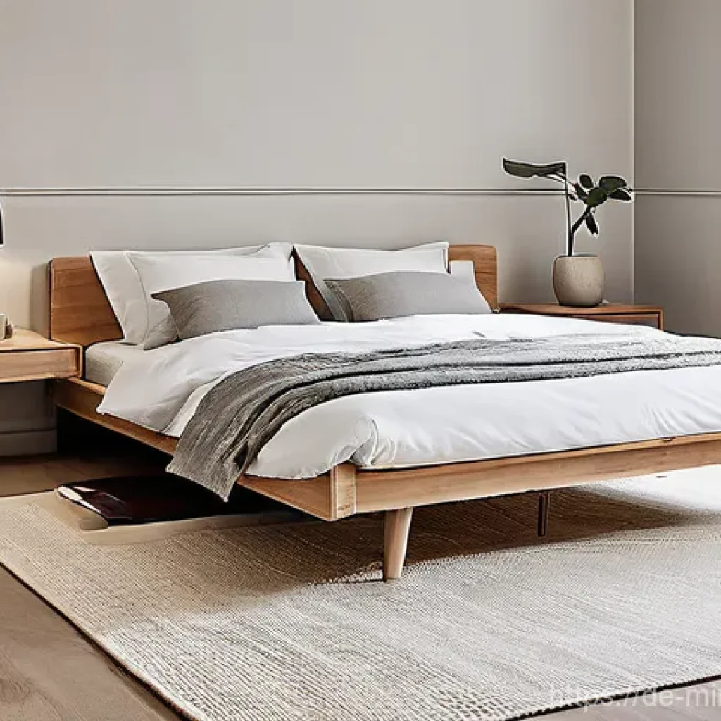 미니멀리즘을 적용한 침실 인테리어 아이디어 - **Prompt: A serene and meticulously organized minimalist German bedroom. The focal point is a bed wi...