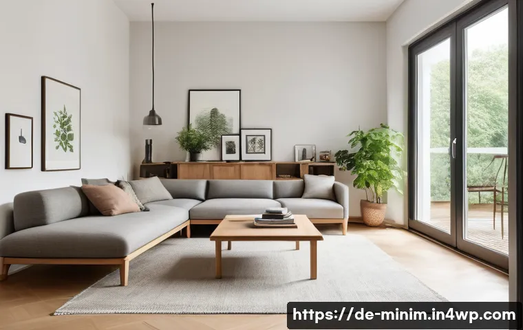 미니멀리즘을 통한 집 정리 방법 - A serene, minimalist German living room interior featuring clean lines and natural light streaming t...