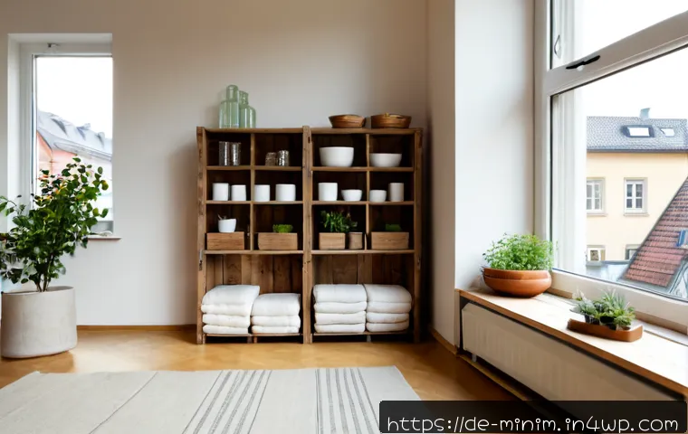 Home 15 미니멀 트랜스포메이션을 위한 지속 가능한 제품 - Photorealistic minimalist German apartment living room undergoing a sustainable transformation, a mo...